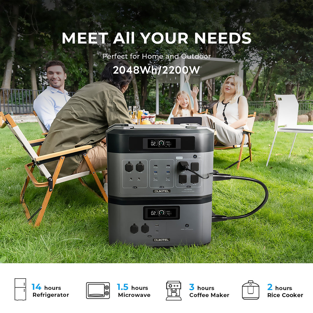 OUKITEL BP2000 Pro Powerstation 3600W – Generatore Solare 2048Wh Con Batteria LiFePO4, Espandibile Fino A 16kWh, Ricarica Rapida 55min Per Camper E Casa